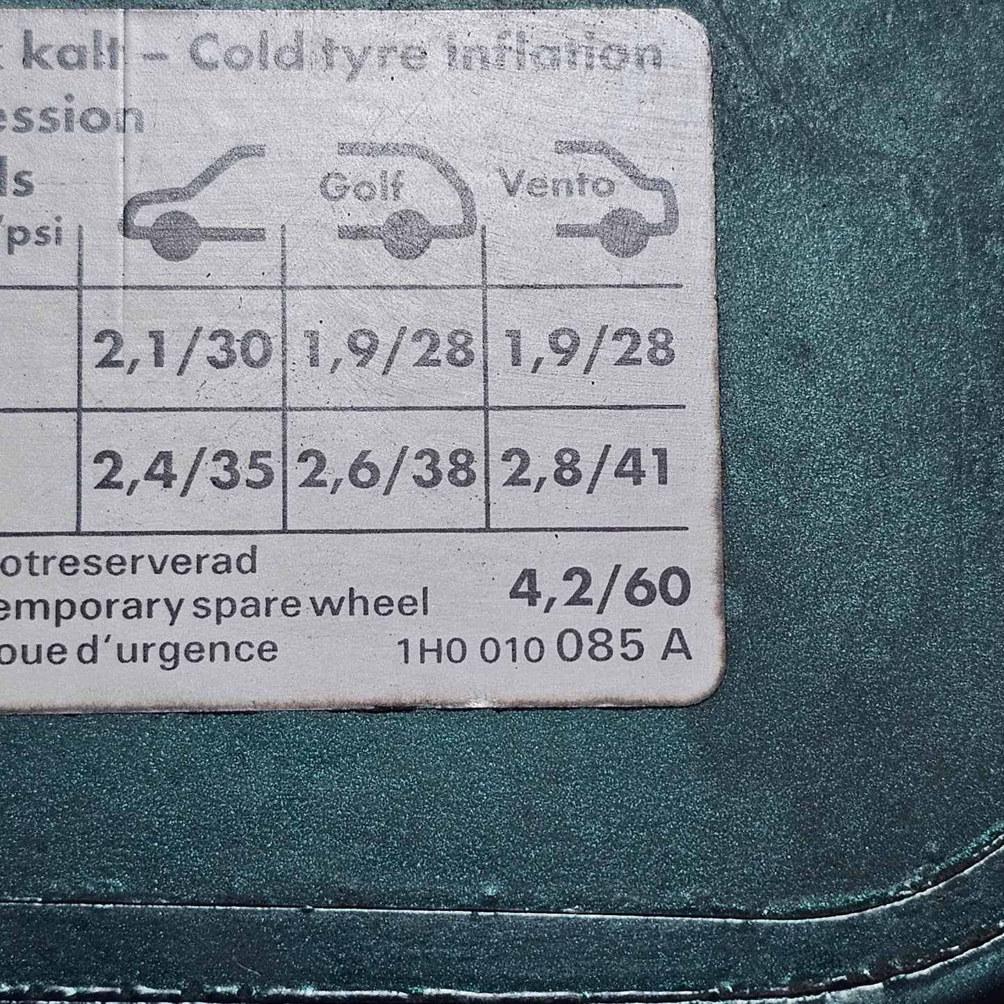 Tankdeckel / Tankklappe VW Golf 3 – 1H0010085A – lackiert in LC6P Dragongreen – gebraucht