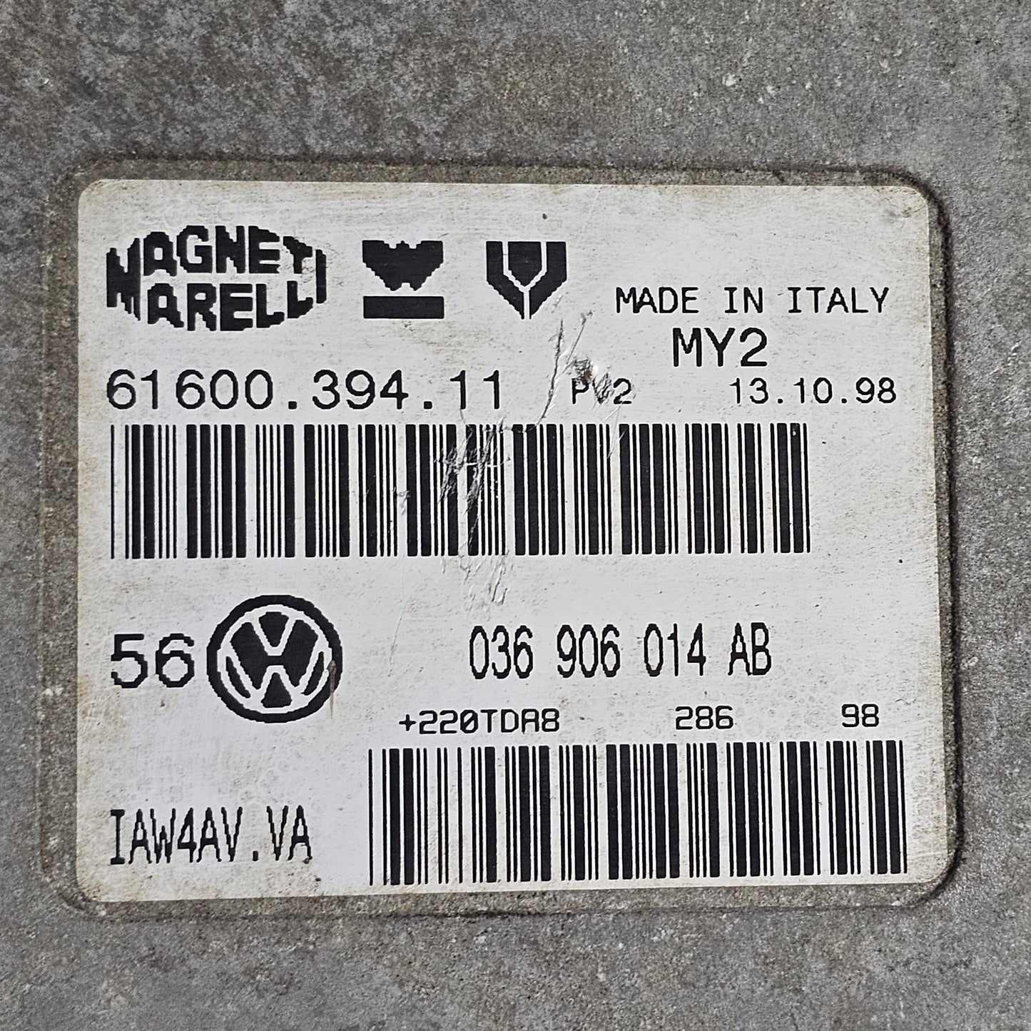 Tacho Kombiinstrument VW Golf IV 1J0919861 + Zündschloss mit 1 Schlüssel 4B0905851C + Motorsteuergerät 036 906 014 AB + Airbag Steuergerät 1J0 909 609 – Gebraucht