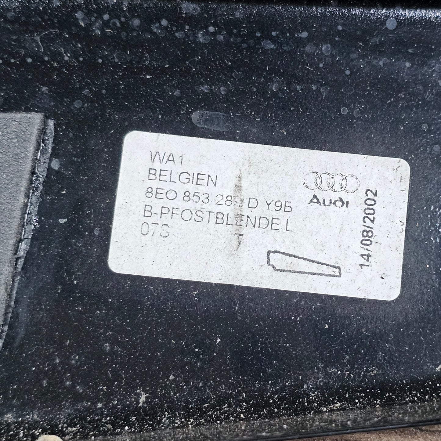 Blende B-Säule Audi A4 B6 B7 8E 8E0853289D Schwarz