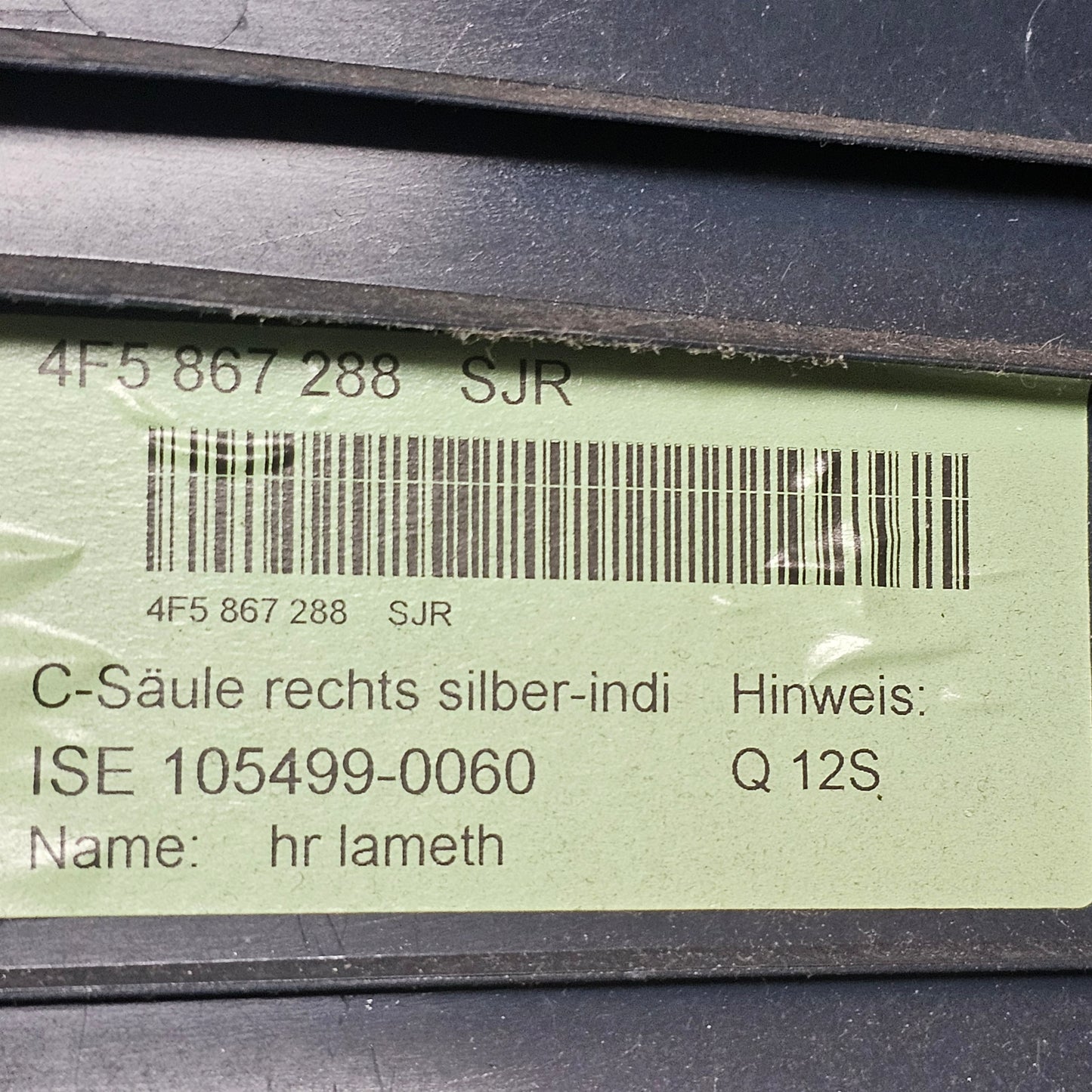 Säulenverkleidung C/D-Säule rechts oben silber Audi A6 4F 4F5 867 288 - gebraucht