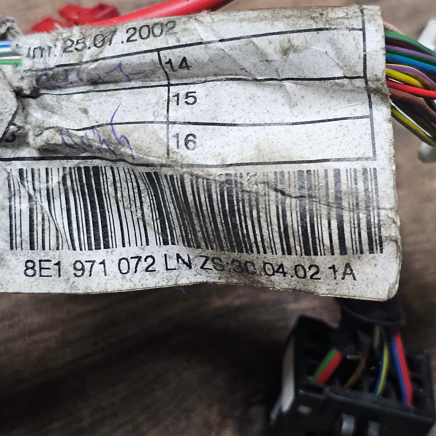 Motorkabelbaum / Kabelbaum Motor Audi A4 B6 2.4 V6 BDV Automatik 8E1 971 072 LR - gebraucht