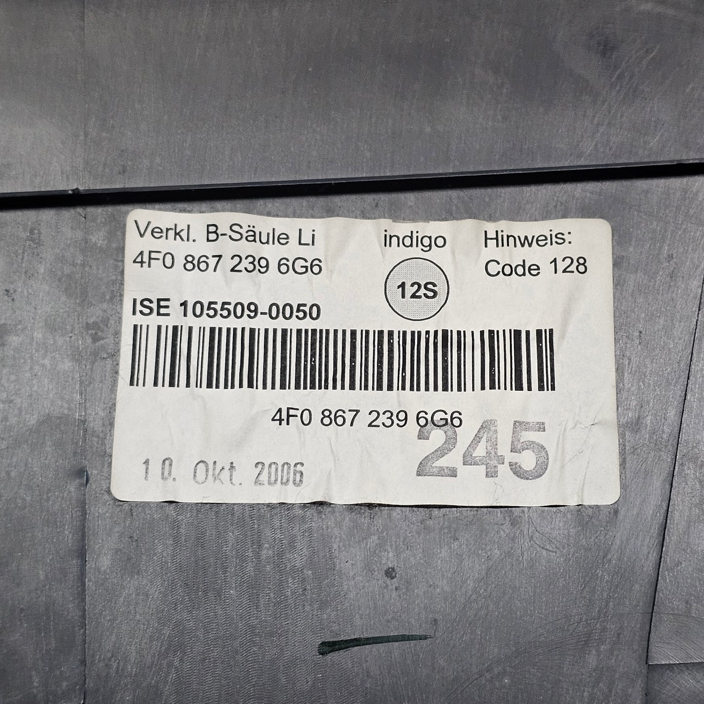 Verkleidung B-Säule unten links Audi A6 4F C6 4F0 867 239 Indigo Blau - gebraucht