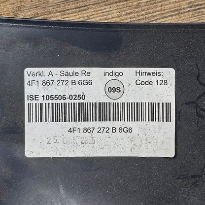 Verkleidung A-Säule vorne rechts unten Audi A6 4F 4F1 867 272 B Indigo Blau - gebraucht